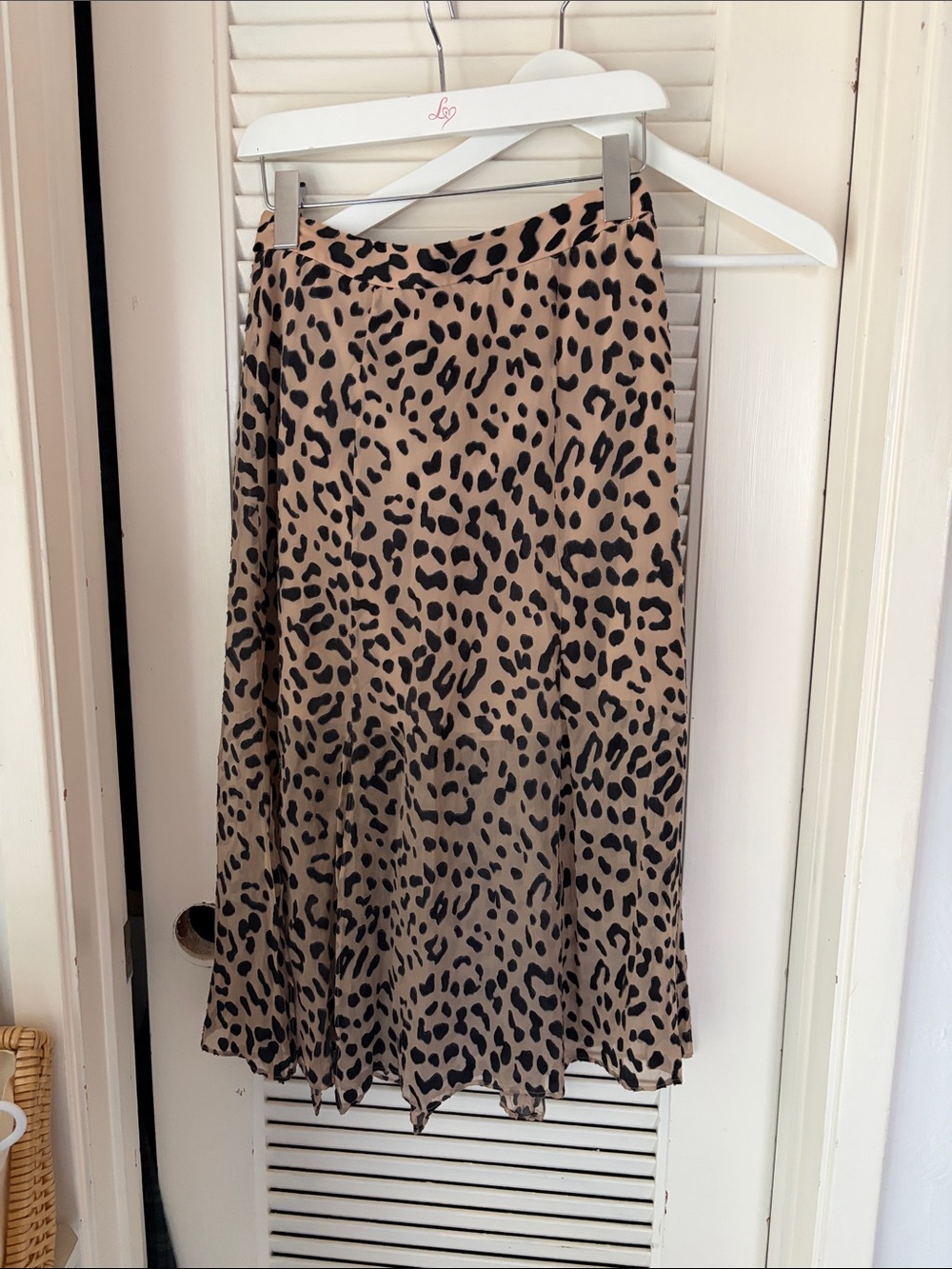 Alice + Olivia Tan and Black Leopard Midi Skirt